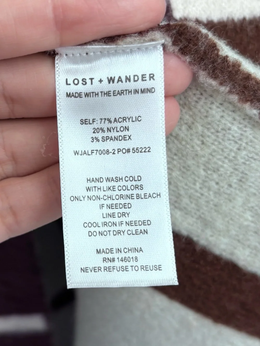 Lost + Wander Grid Plaid Open-Front Long Cardigan in Brown and Cream - SIZE M/L - Picture 11 of 14